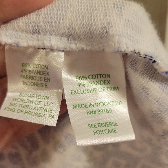 Lily Pulitzer 96% cotton Blue and White v-neck pullover hoodie SzXL - Picture 3 of 6